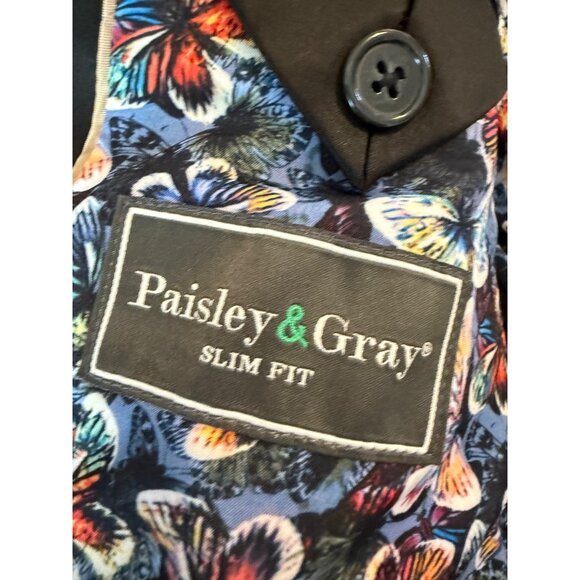 Paisley & Gray Burgundy Velvet Blazer Slim Fit 36R Retro Punk Goth Read - Picture 11 of 15